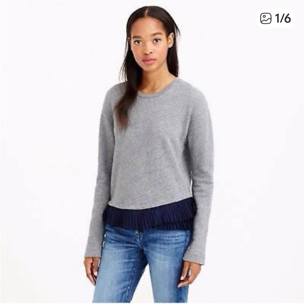 J crew ruffle hem pullover sweatshirt